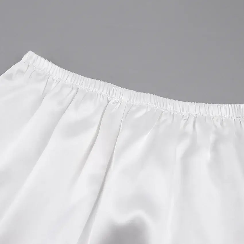 Women Satin Pajama Set with Feather Trim Pants