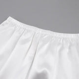 Women Satin Pajama Set with Feather Trim Pants