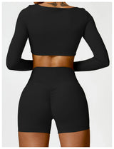 Women's Long Sleeve Yoga Shirt – Gym Push-Up Fitness Top