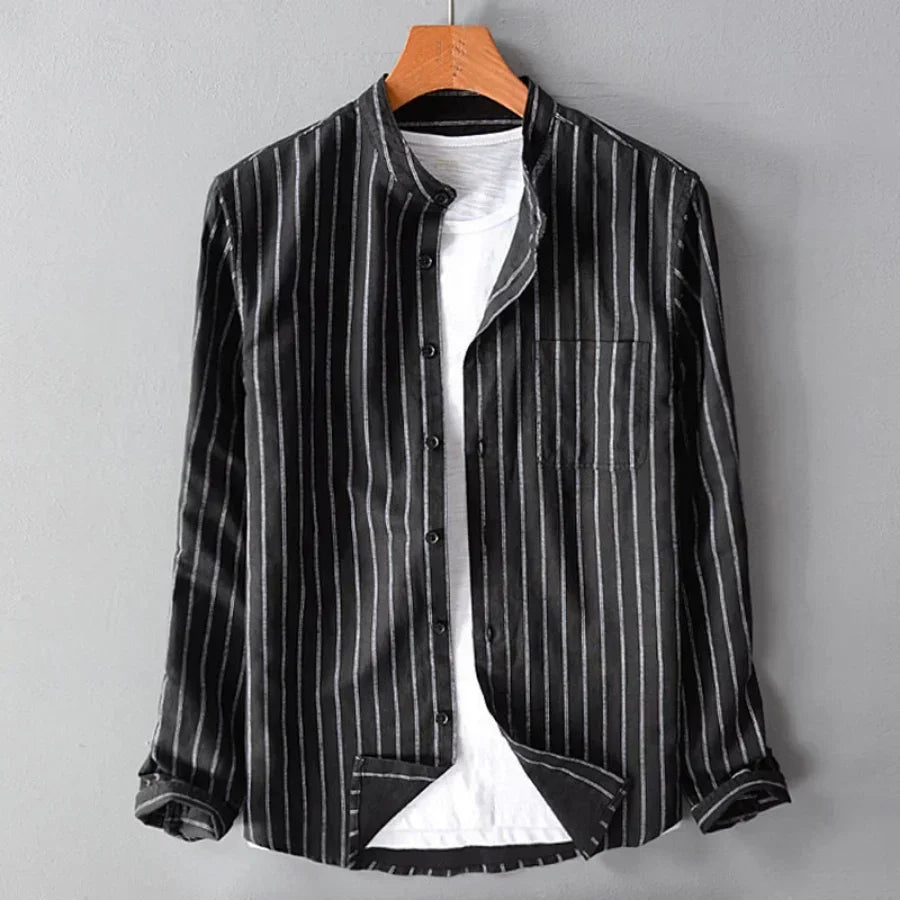Men's Plus Size Striped Cotton Shirt – 4XL 5XL