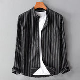 Men's Plus Size Striped Cotton Shirt – 4XL 5XL