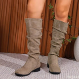 Women Mid Calf Boots Chelsea Lace Up Shoes