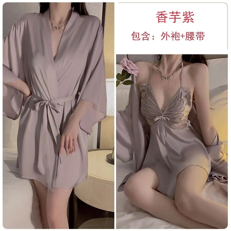 Women Bow Robe Sleep Set