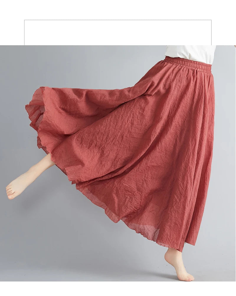 Women Linen Maxi Skirt