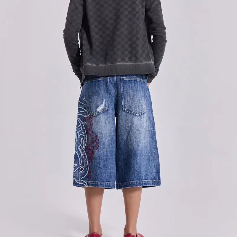 2025 Hip Hop Denim Wide Shorts
