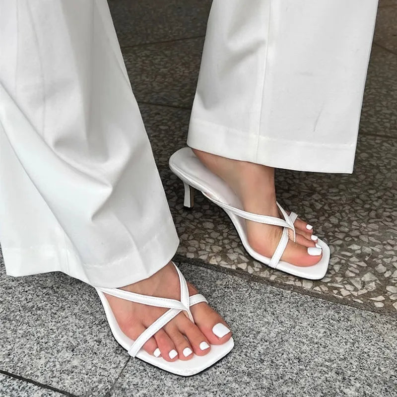 Women’s High Heel Clip Toe Slide Sandals