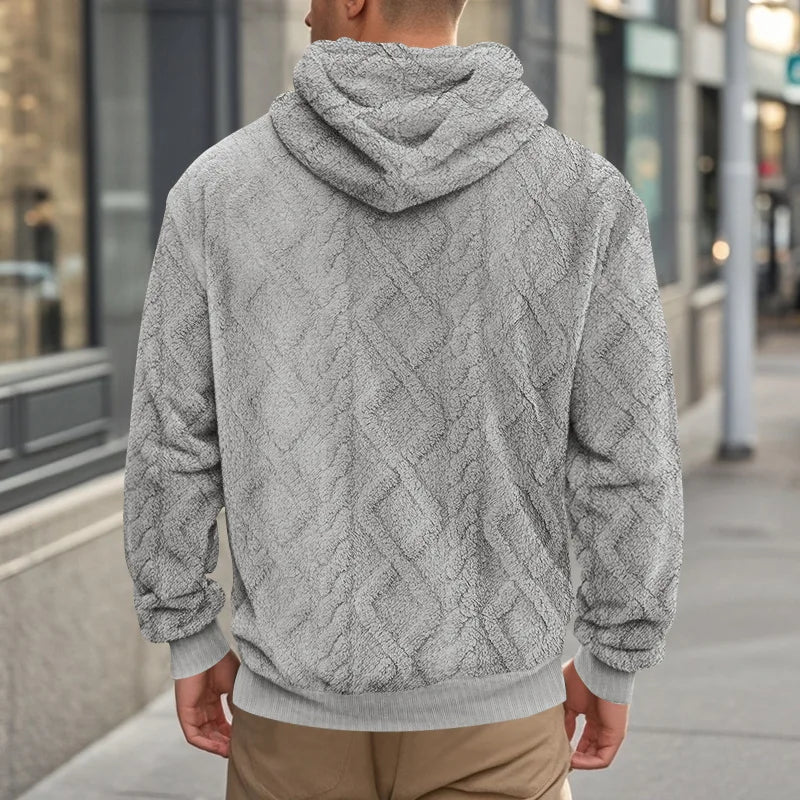 Men Velvet Hooded Pullover Sweater