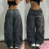 Y2K Multi-Pocket Washed Wide Leg Jeans for Women