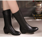 Women Mid Calf Boots Retro Pointed Western