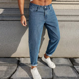 Men's Classic Blue Loose Jeans Plus Size