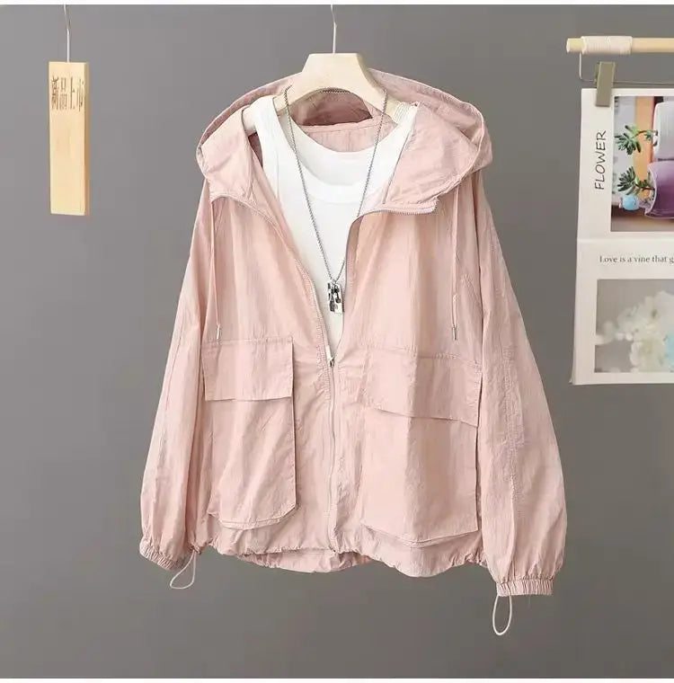 Women Lightweight Hooded Windbreaker