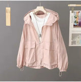 Women Lightweight Hooded Windbreaker