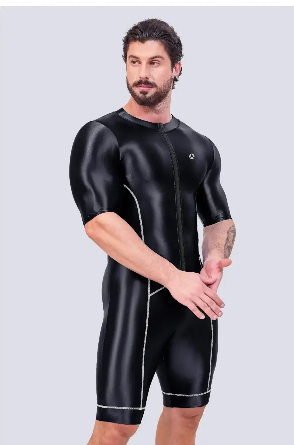Women Satin Glossy Bodysuit Jumpsuit