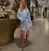 Elegant Satin Lace Midi Dress