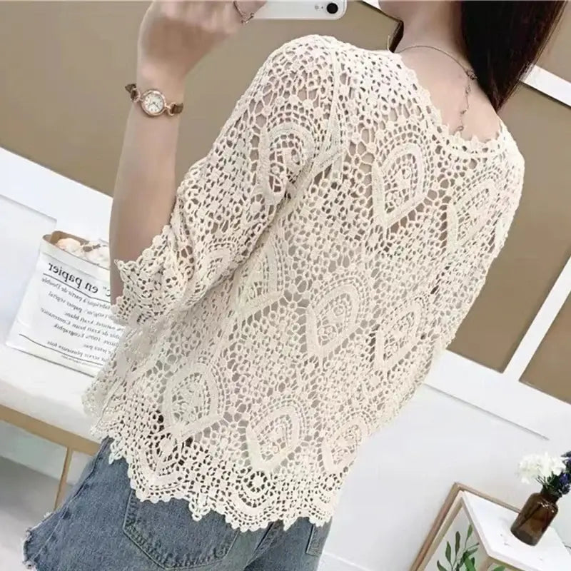 Women Crochet Lace Shrug Cardigan