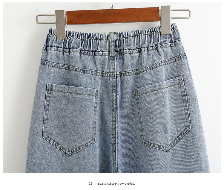 Women Plus Size High Waist Wide Leg Jeans
