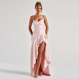 Women's Satin Lace-Up Maxi Dress