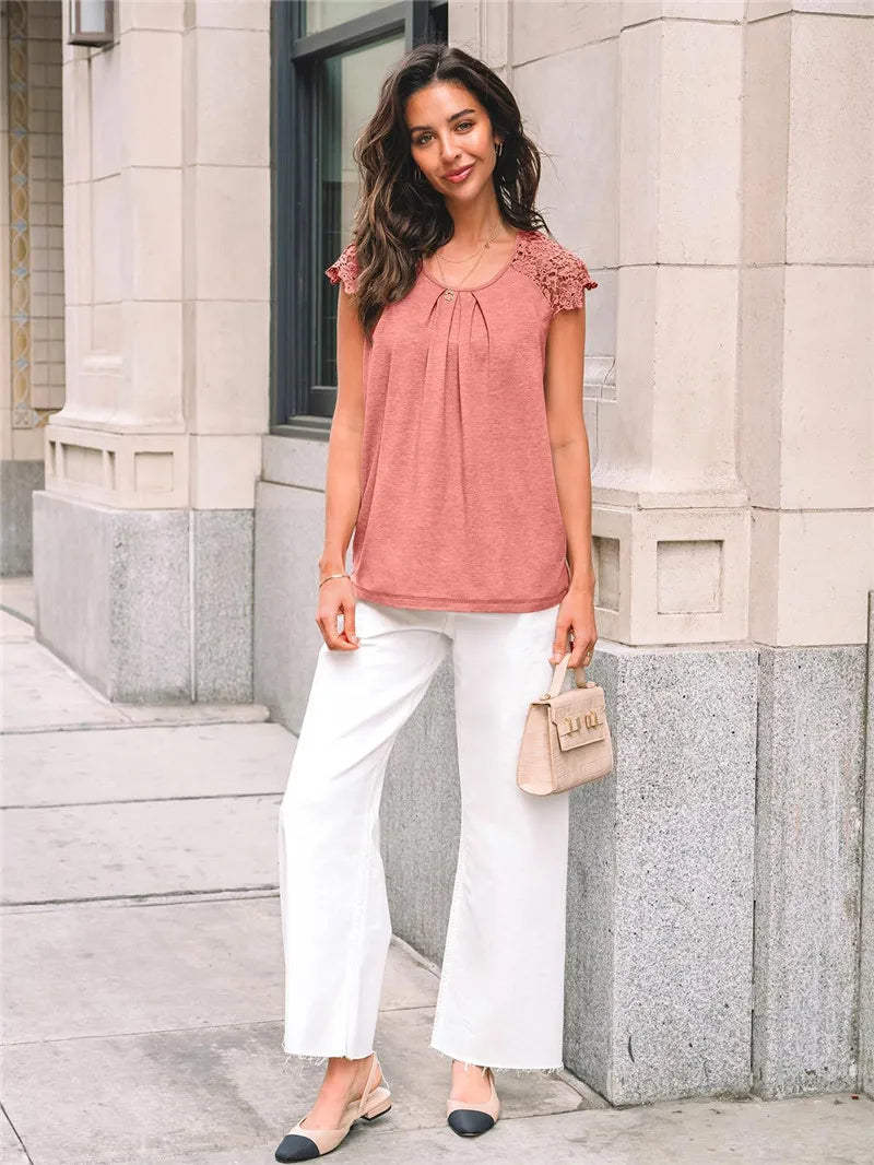 Bella Lace Oversized White Blouse