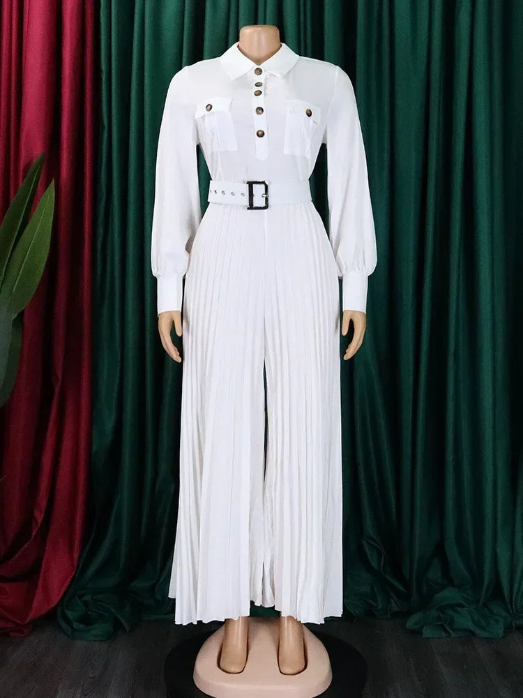 MaxiFit™ – Belted Button Maxi Office Jumpsuit (Work Chic, Waist-Defining & Longline)
