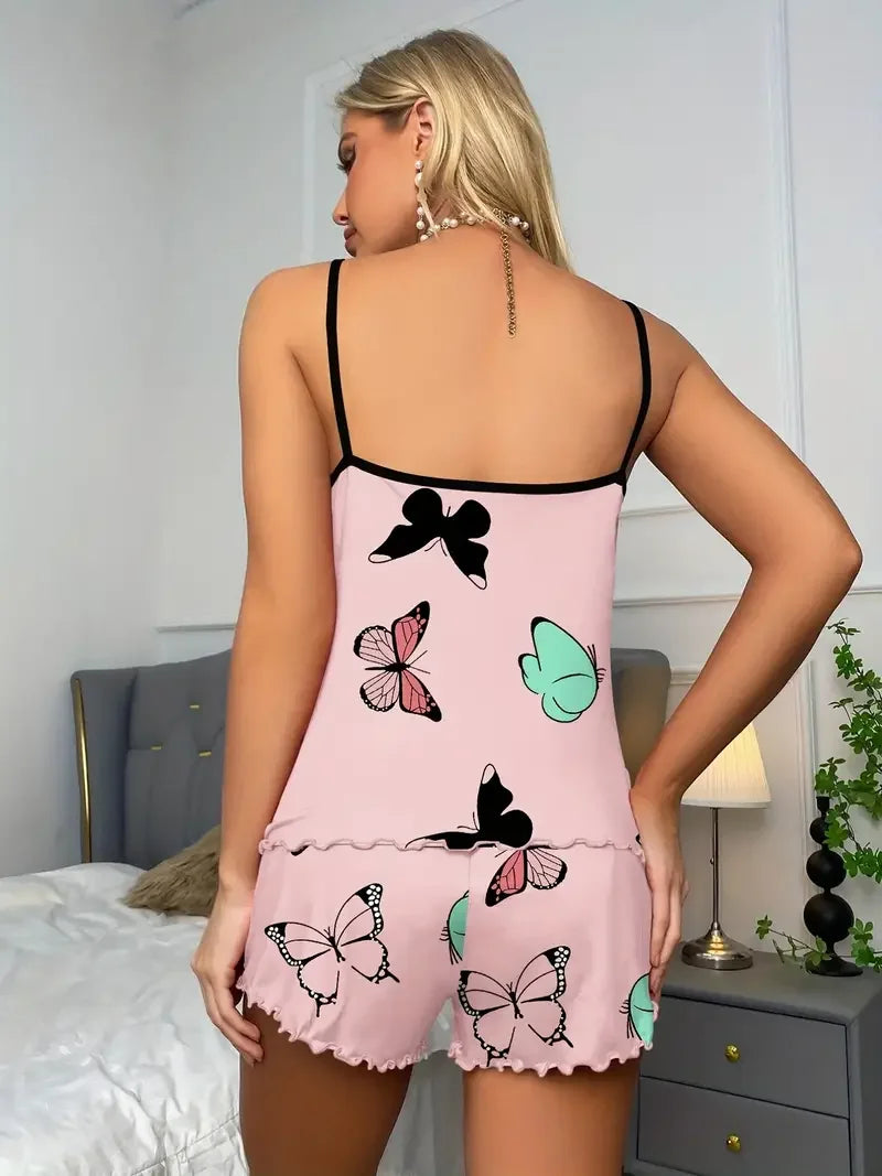 Women's Butterfly Print Pajama Set