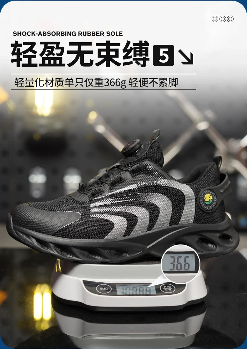 Men Lightweight Rotary Buckle Safety Shoes