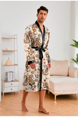 Men’s Leopard Satin Bathrobe Set