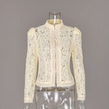 Lace Bloom Embroidered Puff Sleeve Blouse