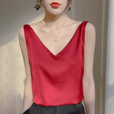 Korean Style V-Neck Solid Tank Top