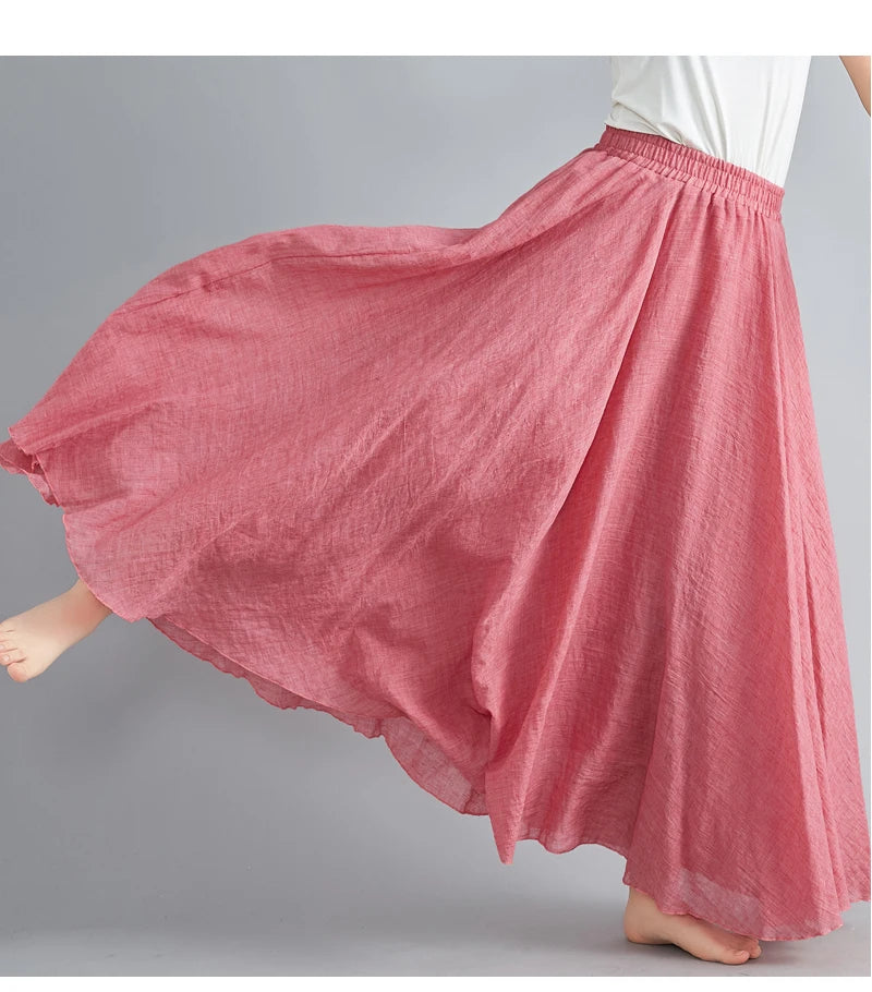 Women Linen Maxi Skirt