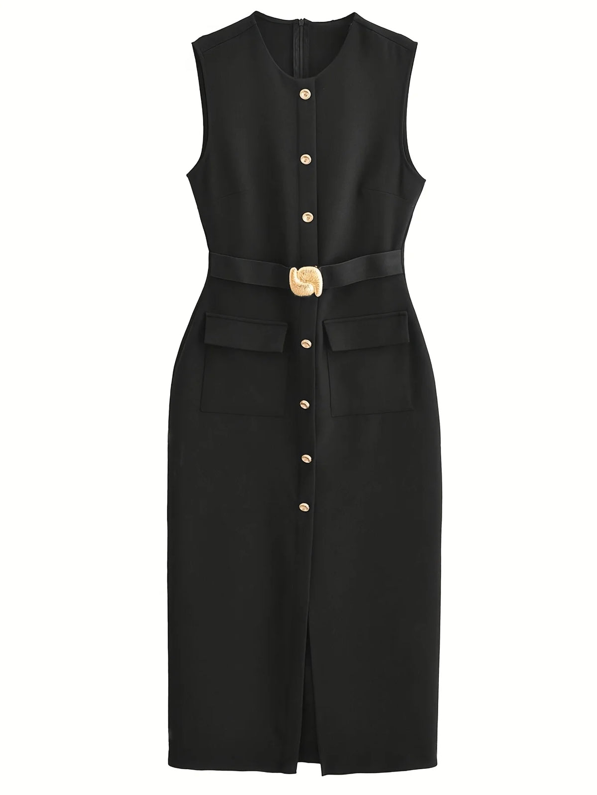 Women's Sleeveless Belted Shirt Dress