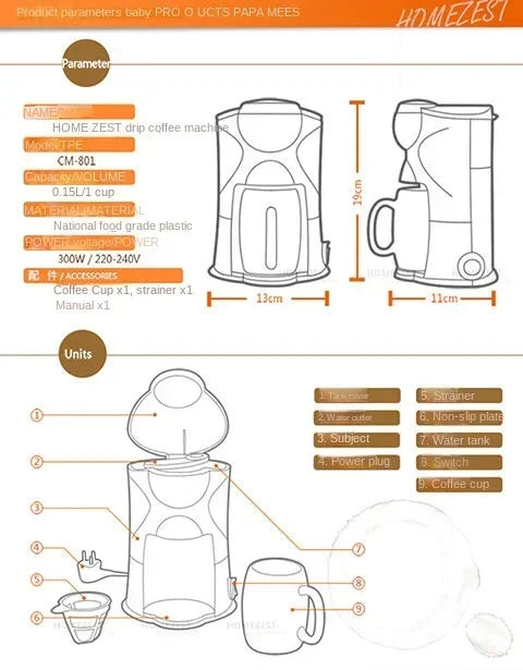 Mini Automatic Drip Coffee Maker