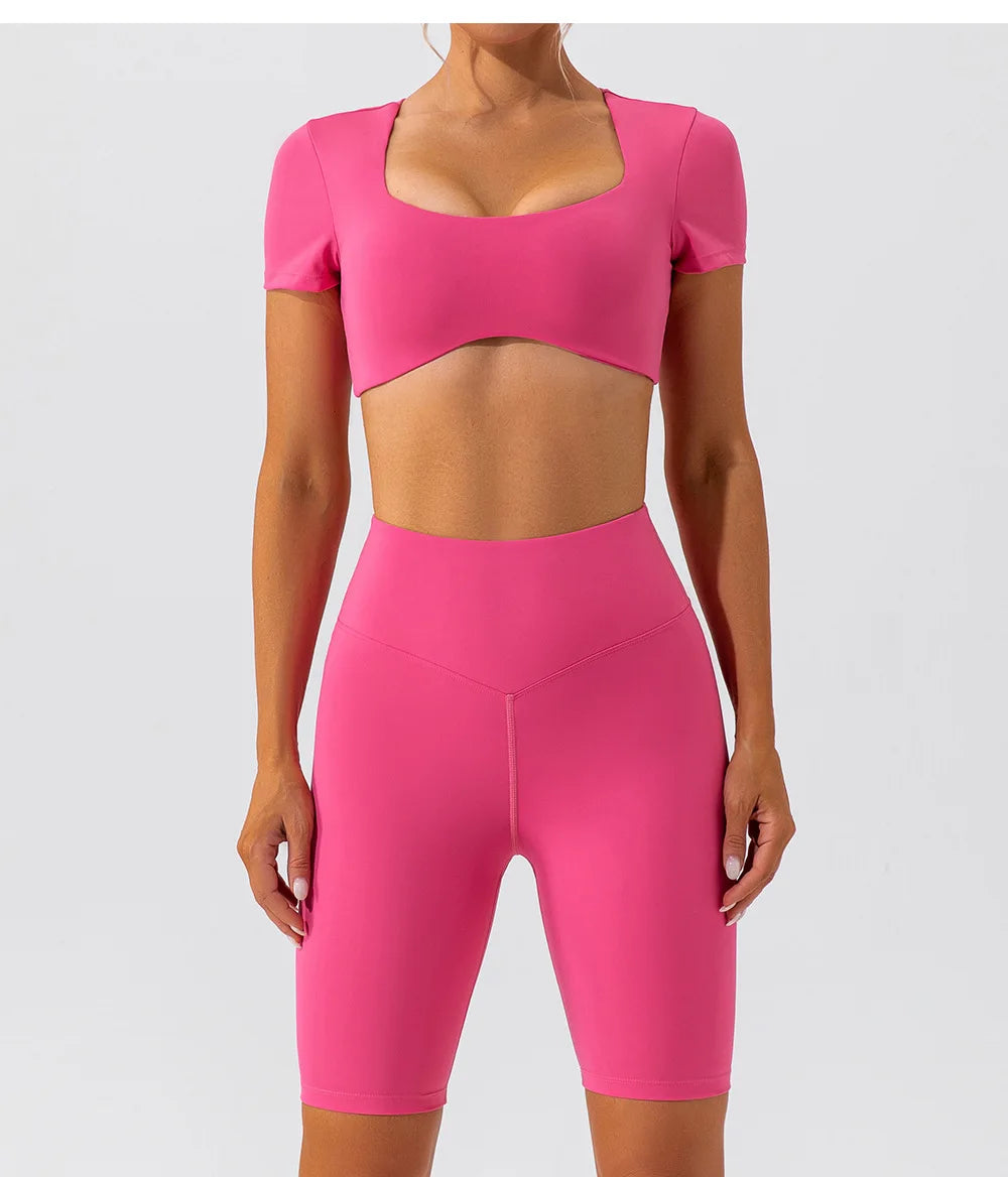 Women Crop Fit Yoga Tee