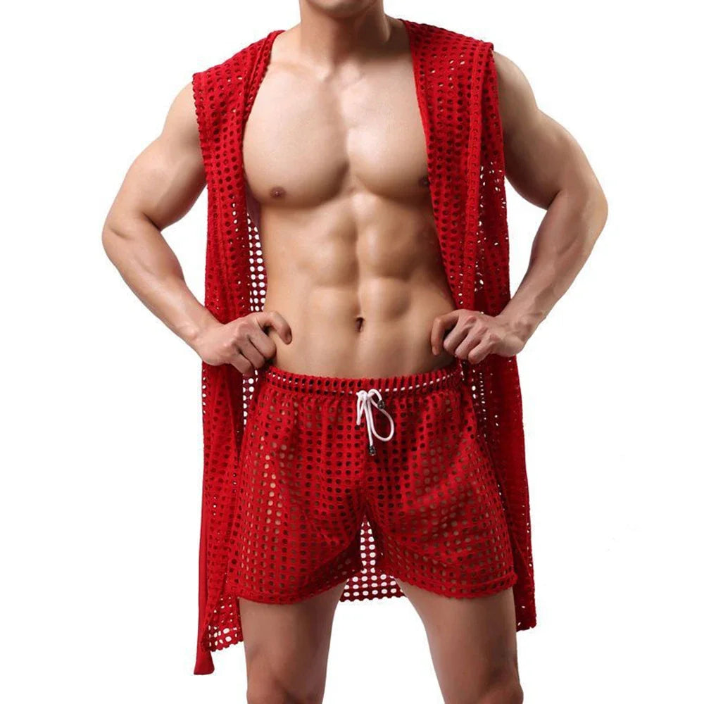 Men’s Mesh Sleeveless Bathrobe