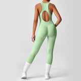 Seamless Peach Booty One-Piece Yoga Bodysuit – V-Back Tummy Control