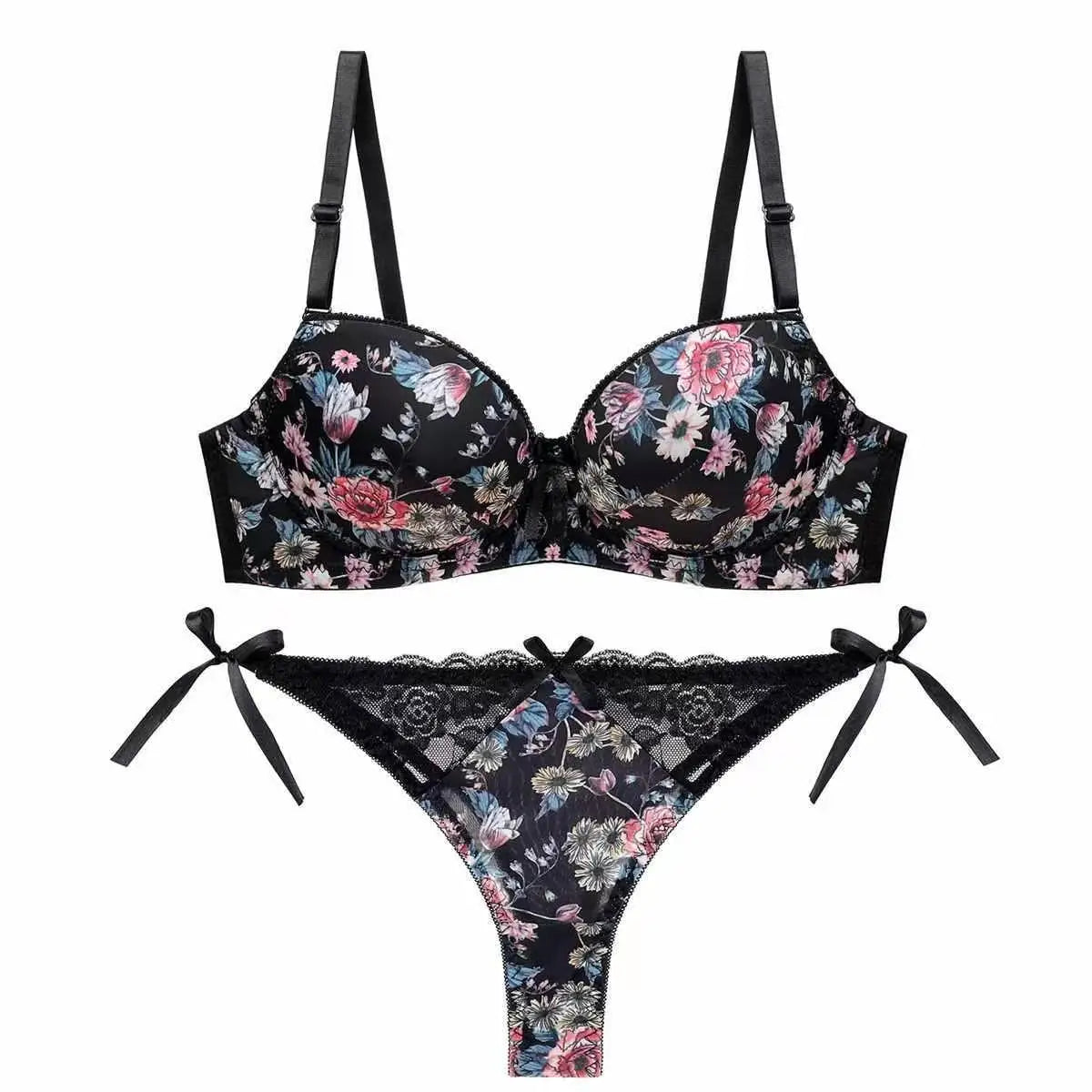 Women Lace Bow Lingerie Set