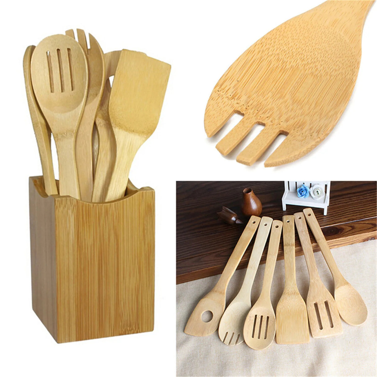 6-Piece Wooden Handle Kitchen Utensil Set