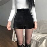 Women's Sexy Black Leather Shorts