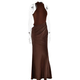 Luxe Satin Cutout Maxi Dress