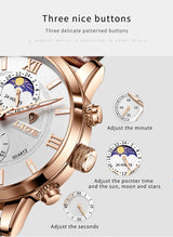 LIGE Men’s Leather Quartz Sports Watch