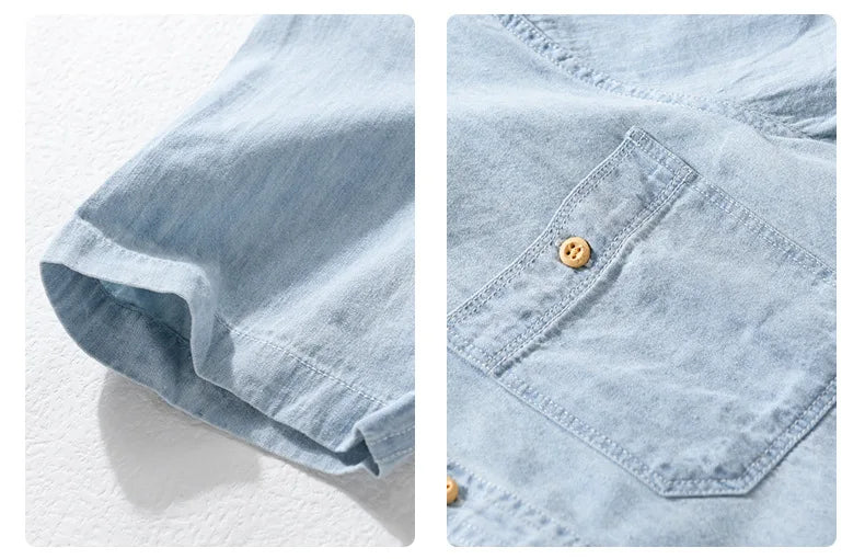 Men Denim Short Sleeve Shirt