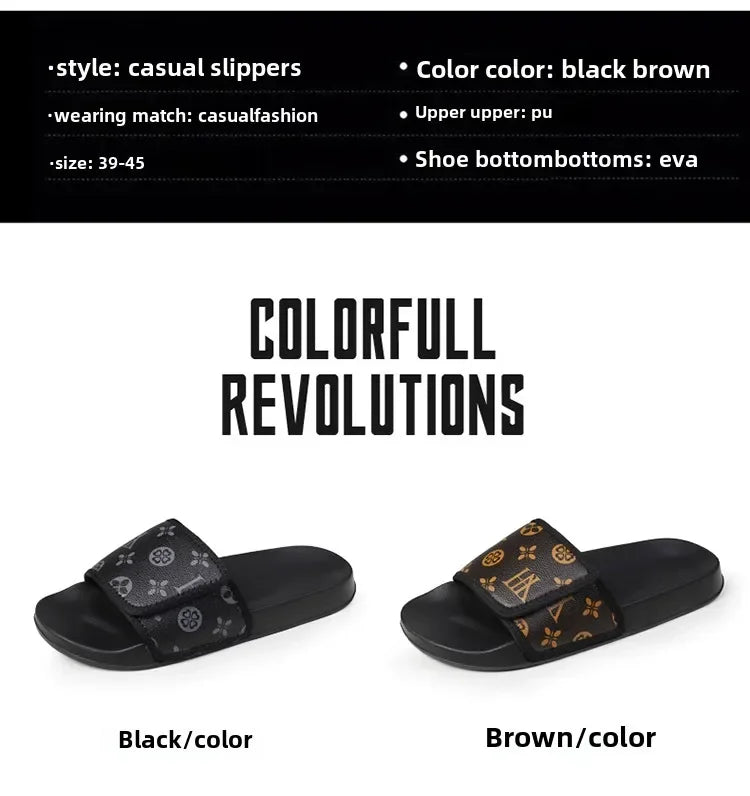 Men Genuine Leather Summer Sandals Slippers