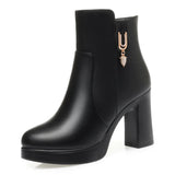 Women Warm Wool High Heel Ankle Boots – Winter Fashion
