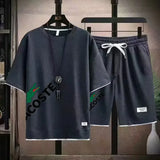 Men Waffle Print Shorts Set