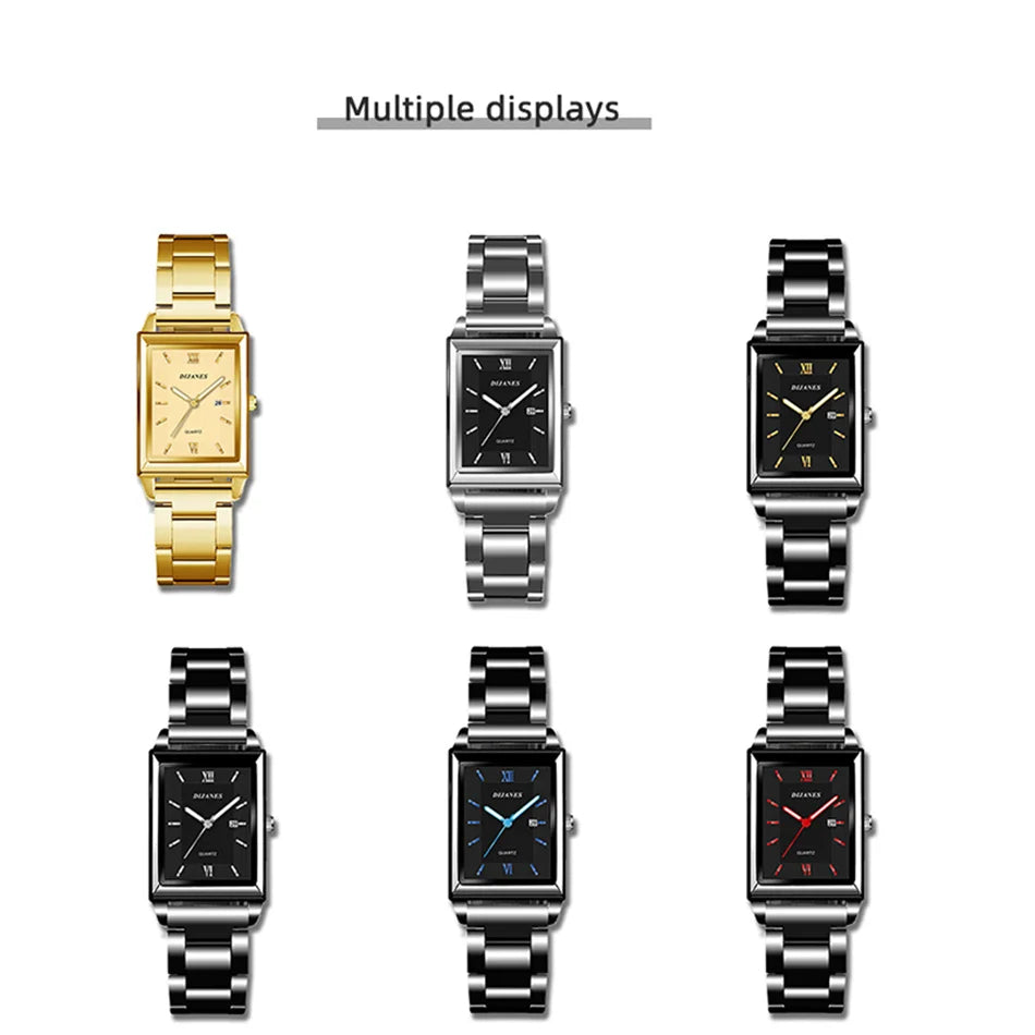Luxury Square Gold Quartz Couple Watches