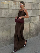 Luxe Satin Backless Maxi Dress