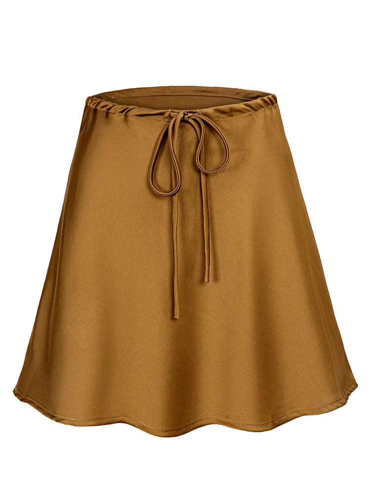 Women Satin Silk Mini Skirt