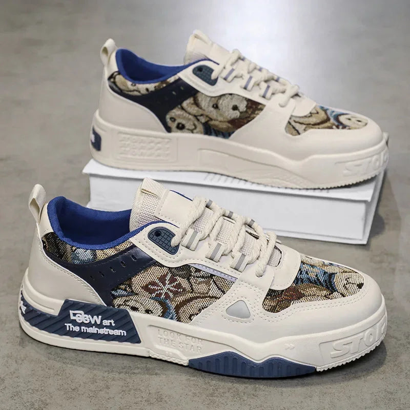 Men Breathable White Skateboard Sneakers