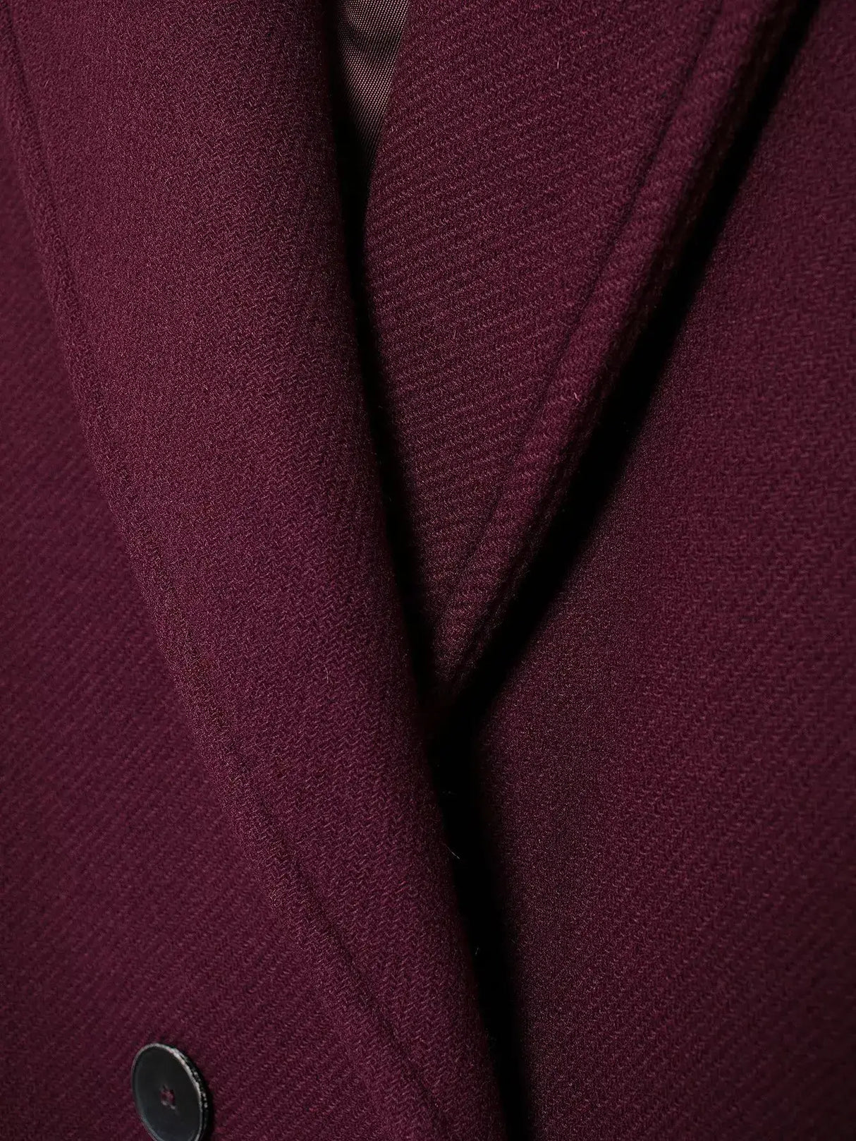 Women Burgundy Woolen Double Breasted Coat