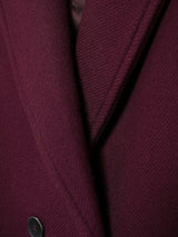 Women Burgundy Woolen Double Breasted Coat