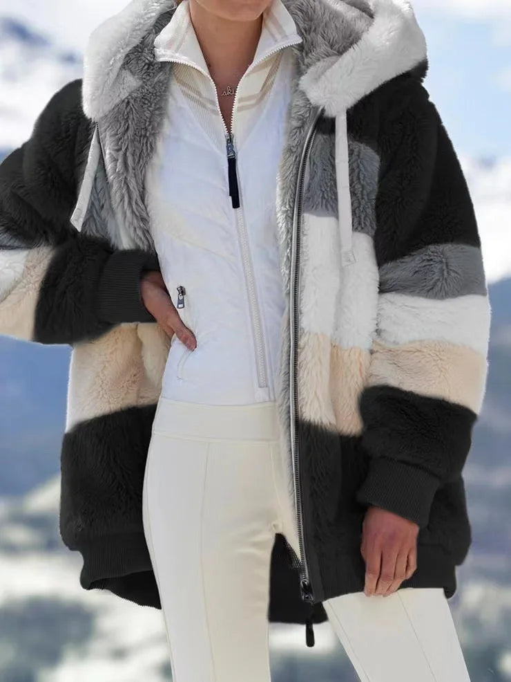 Women's Plus Size Long Teddy Bear Coat